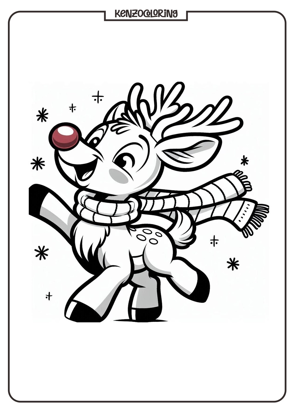 rudolph celebrates merry christmas coloring page - kenzocoloring.org