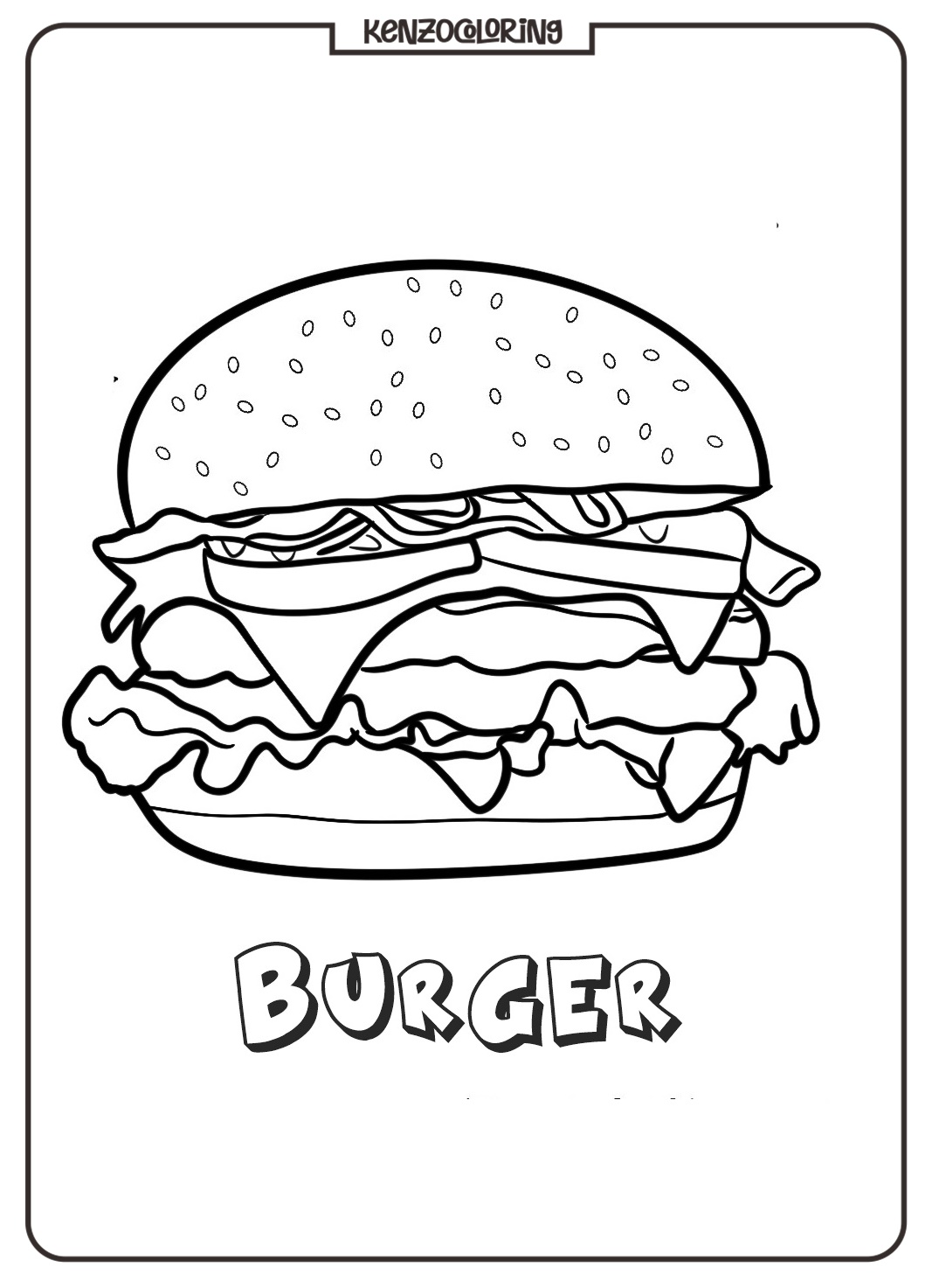 Let’s Color a Yummy Burger! 3 Hamburger With Cheese Coloring pages - kenzocoloring