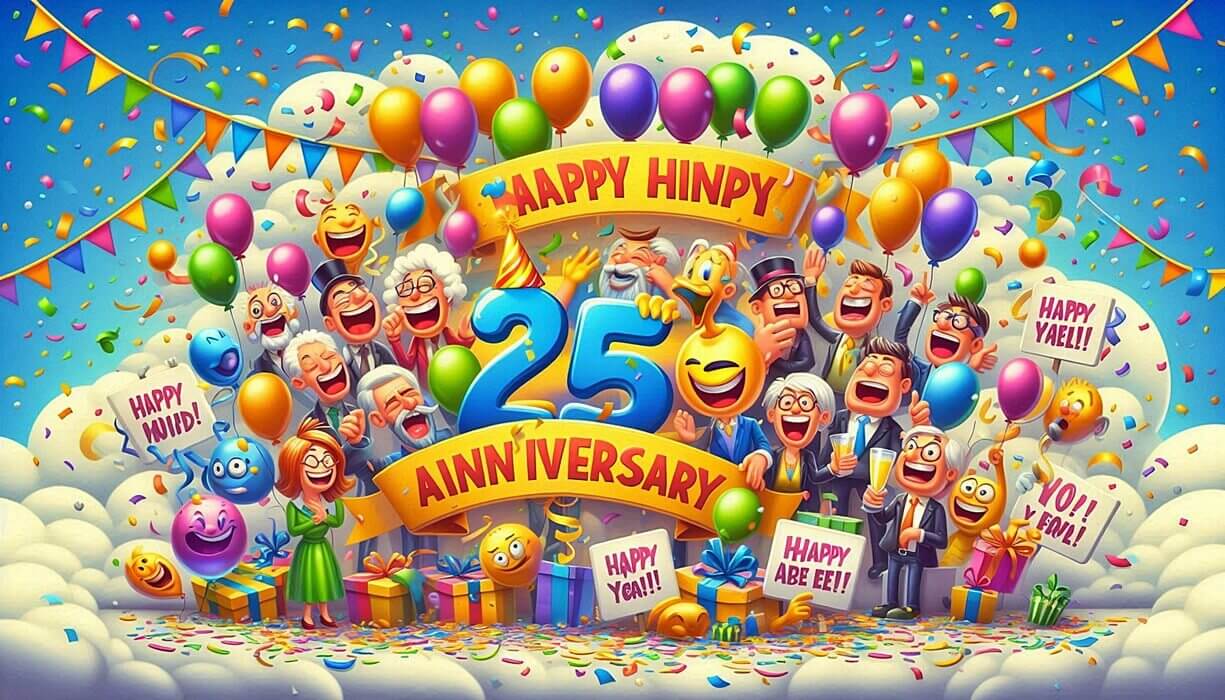 87 Hilariously Heartfelt Funny 25th Anniversary Wishes to Make Them Laugh